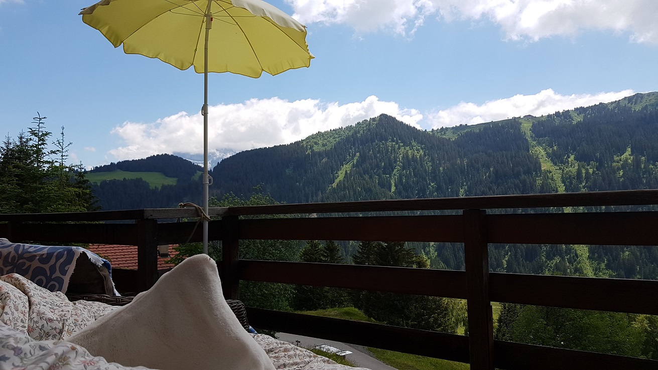 chalet balcon vue 23.6.20 Jeûne et Nature à Morgins Valais